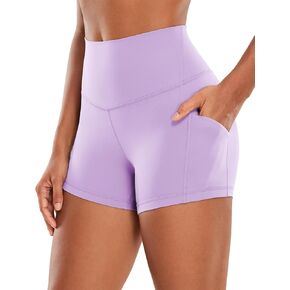 شورت CRZ YOGA للسيدات Butterluxe Biker مع جيوب 3 بوصات - شورت عالي الخصر للكرة الطائرة وتمارين اليوجا الرياضية أخضر زيتوني مقاس XX-Small