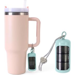 Pill Holder for Stanley Cup, Keychain Pill Holder, 3 Compartments, Waterproof Portable Travel Pill Box