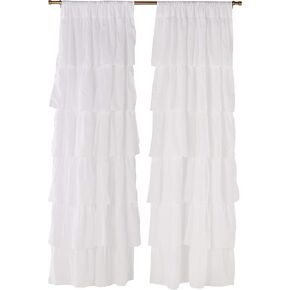 Dainty Home Pleated Layer Curtains for Living Room and Bedroom White 84" x 40" Set of 2 Rod Pocket Header Curtains Long Curtain Panel Window Curtains