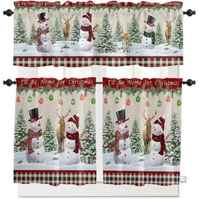 Kitchen Curtains and Valances Set, Seasonal Fall Curtains Tier Farmhouse Rod Pocket Half Window Curtain 24 '' Length, 3 Piece Kitchen Curtain Set Pumpkin Eucalyptus Sunflower Print