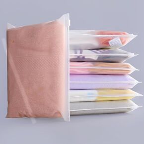 50Pcs Shirt Bags, 12x10inch Frosted Zipper Plastic Bags for Clothing, Thick Plastic Apparel Storage Bag for Packaging T-Shirt, Pants, Document, 3 Mil with Vent Holes