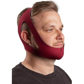 LifeSource Anti Snore Chin Strap for CPAP Users, Made in USA, Chin Strap for Snoring, Breathable, Adjustable, Latex Free, Comfortable Sleep Support for Men & Women, Snoring Support, Ruby Red, Large