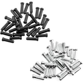 VAKTOK-60pcs Bike Brake Cable End Caps Bike Brake Cable Accessories For road mountain biking(Black 30pcs + Silver 30pcs)