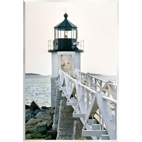Stupell Industries White Lighthouse Photography Wall Plaque Art by Rachel Perry