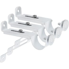 uxcell 3Pcs Curtain Rod Brackets, Drapery Hanging Rod Holders Wall Bracket Hook Wall Mount Home Office, White