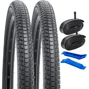 YUNSCM 2-PCS 26" Bike Tires 26x2.125/57-559 and 26" Heavy Duty Bike Tubes Schrader Valve Compatible with Mountain/Off Road Bike 26x1.95 26x2.0 26x2.10 26x2.125 26x2.15 Bicycle Tires and Tubes (P-1133)