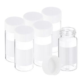 PATIKIL 6pcs 20ml Small Brown Glass Vials with Black Screw Cap, Borosilicate Glass Sample Bottles with Writing Label for Solid Liquid Powder Storage