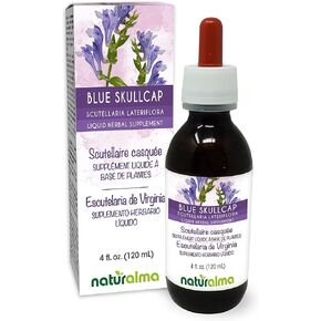 Naturalma Blue Skullcap or Virginian Skullcap (Scutellaria lateriflora) herb Alcohol-Free Tincture - 4 fl oz Liquid Extract in Drops - Herbal Supplement - Vegan