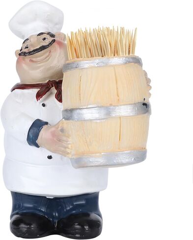 حامل أعواد الأسنان لتماثيل الشيف، موزع أعواد الأسنان من الراتنج مع تمثال الشيف الإيطالي، ديكور وإكسسوارات مطبخ الشيف السمين، ديكور مطبخ إيطالي لحرف الطاولة في المطاعم in Kuwait