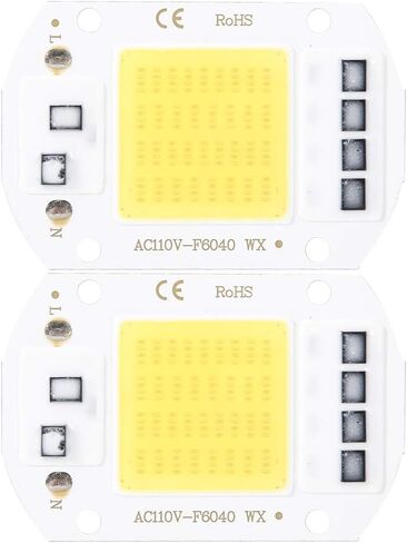 2PCS رقاقة LED عالية الطاقة، AC110V 50W عالية السطوع LED رقاقة مصدر ضوء COB رقائق 6x4 سم، LED رقاقة ضوء الأشعة فوق البنفسجية المتكاملة رقاقة مصدر ضوء LED حبة لمبة كشاف (ضوء دافئ 3000K) in Saudi Arabia