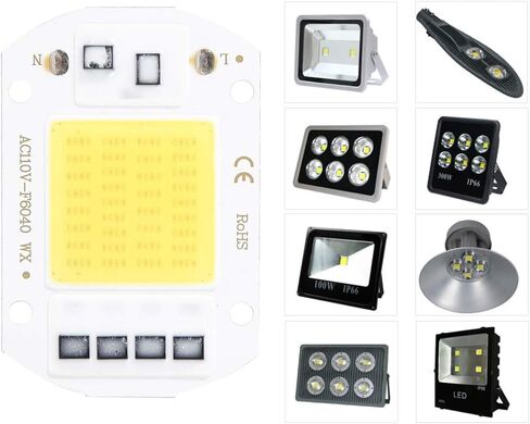 2PCS رقاقة LED عالية الطاقة، AC110V 50W عالية السطوع LED رقاقة مصدر ضوء COB رقائق 6x4 سم، LED رقاقة ضوء الأشعة فوق البنفسجية المتكاملة رقاقة مصدر ضوء LED حبة لمبة كشاف (ضوء دافئ 3000K) in Saudi Arabia