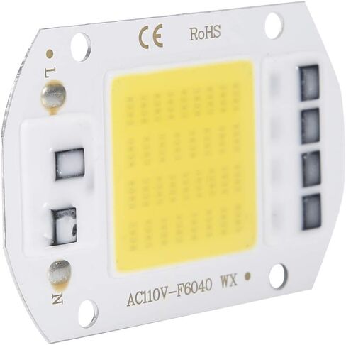 2PCS رقاقة LED عالية الطاقة، AC110V 50W عالية السطوع LED رقاقة مصدر ضوء COB رقائق 6x4 سم، LED رقاقة ضوء الأشعة فوق البنفسجية المتكاملة رقاقة مصدر ضوء LED حبة لمبة كشاف (ضوء دافئ 3000K) in Saudi Arabia