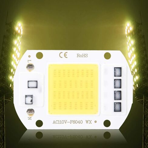 2PCS رقاقة LED عالية الطاقة، AC110V 50W عالية السطوع LED رقاقة مصدر ضوء COB رقائق 6x4 سم، LED رقاقة ضوء الأشعة فوق البنفسجية المتكاملة رقاقة مصدر ضوء LED حبة لمبة كشاف (ضوء دافئ 3000K) in Saudi Arabia