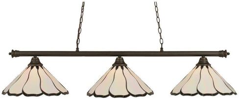 Toltec Lighting 373-CHMB-912 Oxford 3 Light Bar with 16" Pearl and Black Flair Tiffany Glass, Chrome and Matte Black Finish in Saudi Arabia