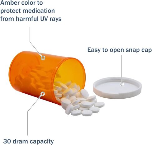 EZY DOSE Pill, Medicine, Vitamin Container & Vial | 30 Dram Storage | Child-Resistant Cap | Case of 140,30445 in Saudi Arabia