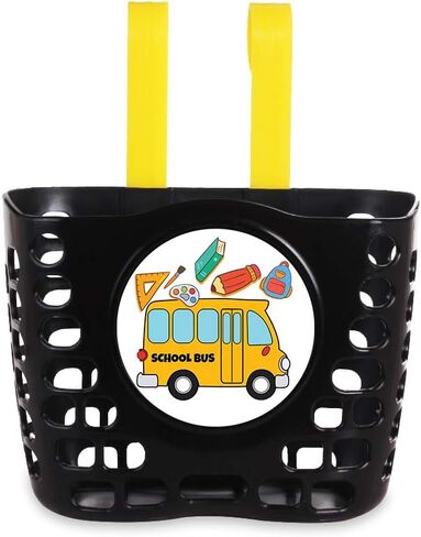 Kid's Bike Basket, Mini-Factory Cute Cartoon Pattern Bicycle Handlebar Basket for Boys Black - Dinosaur in Saudi Arabia