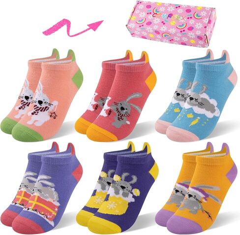 Comfoex Kids Girls Socks Novelty Funny Ankle Socks Colorful Animal Fashion Silly Cartoon Cute Unicorn Cotton Socks 6 Pairs in Kuwait