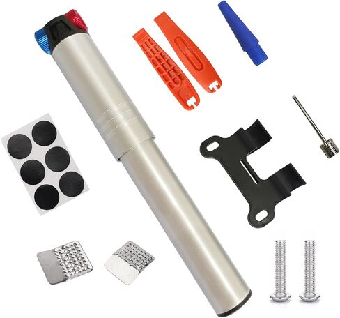 Small Bike Pump,Tire Repair Kit, Suit for Schrader & Presta Valve for Bicycle Tire Pump for Road, Mountain, BMX Bike and Electric Bike, Ball Pump with Needle 120 PSI in Saudi Arabia