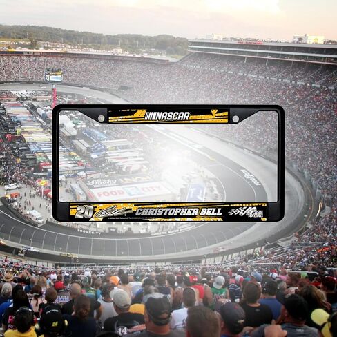 Christopher Bell No. 20 Officially Licensed Joe Gibbs NASCAR License Plate Frame–Black Chrome Metal with Black & Gold Team Logo–Car, Truck, RV Motorsports Accessory for Racing Fans by Rico Industries in Saudi Arabia