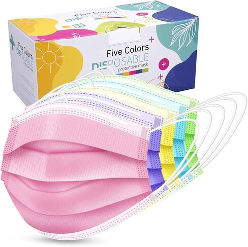 Face Mask,Pack of 50 Disposable Face Mask for Men & Women (Color) in Saudi Arabia