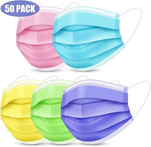 Face Mask,Pack of 50 Disposable Face Mask for Men & Women (Color) in Saudi Arabia