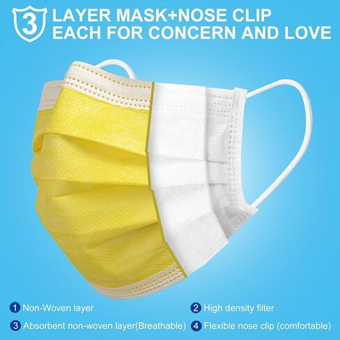 Face Mask,Pack of 50 Disposable Face Mask for Men & Women (Color) in Saudi Arabia