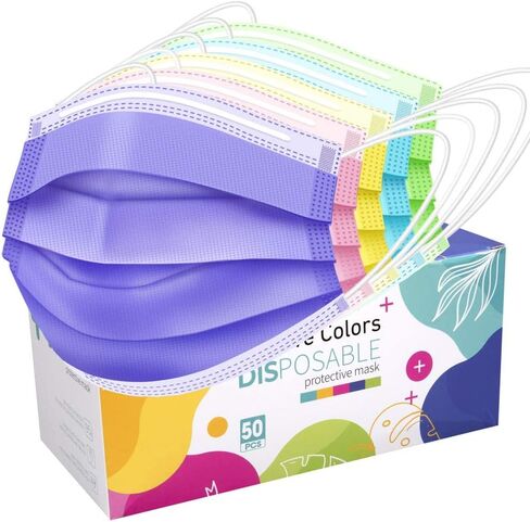 Face Mask,Pack of 50 Disposable Face Mask for Men & Women (Color) in Saudi Arabia