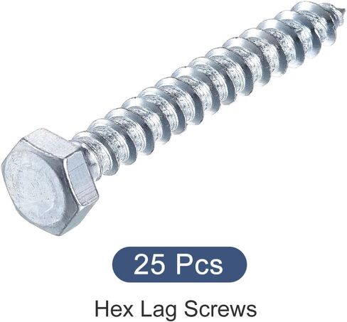 METALLIXITY Hex Lag Screws (M8x60mm)25Pcs, Carbon Steel Self-Tapping Wood Bolts - for Household Applications in Saudi Arabia