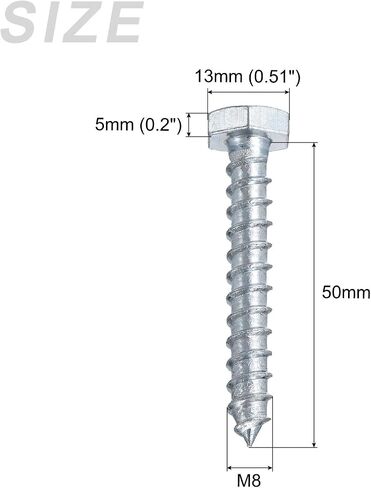 METALLIXITY Hex Lag Screws (M8x60mm)25Pcs, Carbon Steel Self-Tapping Wood Bolts - for Household Applications in Saudi Arabia