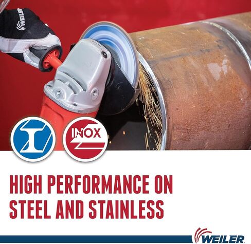 Weiler 50519 Tiger Premium Type 29 قرص قلاب بزاوية، ألومينا زركونيا، 60 حبيبة، 5/8"-11" UNC، 13000 دورة في الدقيقة، 4-1/2 (عبوة من 10) in Kuwait