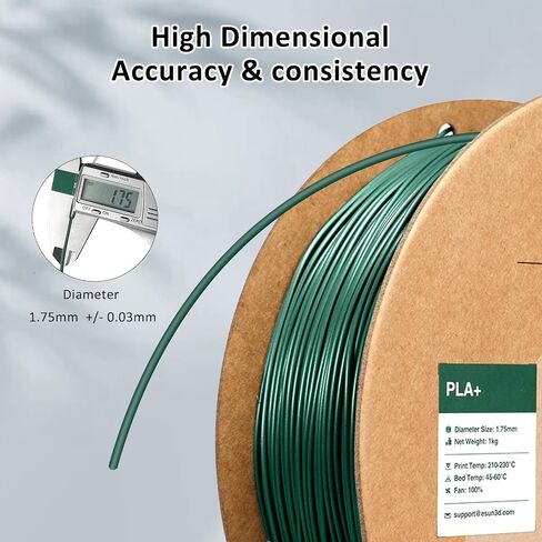 eSUN PLA+ Filament 1.75mm 1KG, 3D Printer Filament Dimensional Accuracy +/- 0.03mm, 1kg Cardboard Spool(2.2lbs) 3D Printing Filament, Fits for Most FDM 3D Printers(Peak Green) in Kuwait