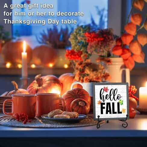 Autumn Decor Hey There Pumpkin Fall Decor Thanksgiving Gifts Decorations Farmhouse Rustic Home Decor for Party Tabletop Living Room Bathroom Kitchen Office Shelf Tiered Tray Decorations - A16 in Saudi Arabia