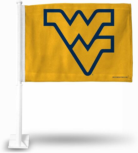 علم سيارة Rico Industries NCAA West Virginia Mountaineers أصفر مزدوج الجوانب - 40.64 سم × 48.26 سم - عمود قوي يتم تثبيته على السيارة/الشاحنة/السيارات in Saudi Arabia