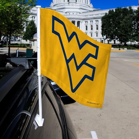 علم سيارة Rico Industries NCAA West Virginia Mountaineers أصفر مزدوج الجوانب - 40.64 سم × 48.26 سم - عمود قوي يتم تثبيته على السيارة/الشاحنة/السيارات in Saudi Arabia