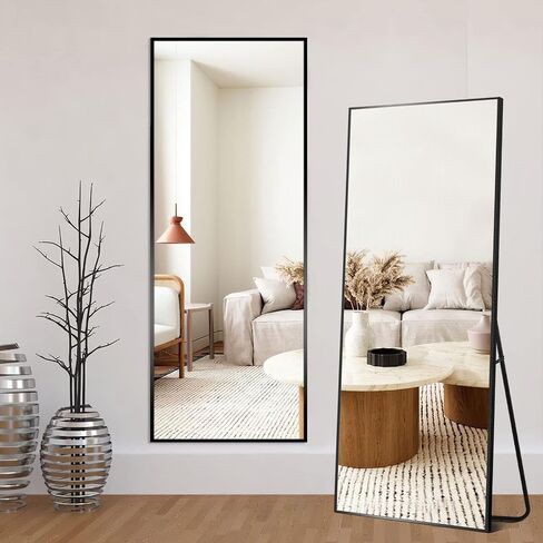 Natsukage Full Length Mirror Wall Mirror Full Length Mirror for Wall Standing Hanging or Leaning Against Wall Dressing Mirror Full Body Mirror Aluminum Alloy Frame (47"x16", Black) in Saudi Arabia