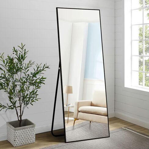 Natsukage Full Length Mirror Wall Mirror Full Length Mirror for Wall Standing Hanging or Leaning Against Wall Dressing Mirror Full Body Mirror Aluminum Alloy Frame (47"x16", Black) in Saudi Arabia