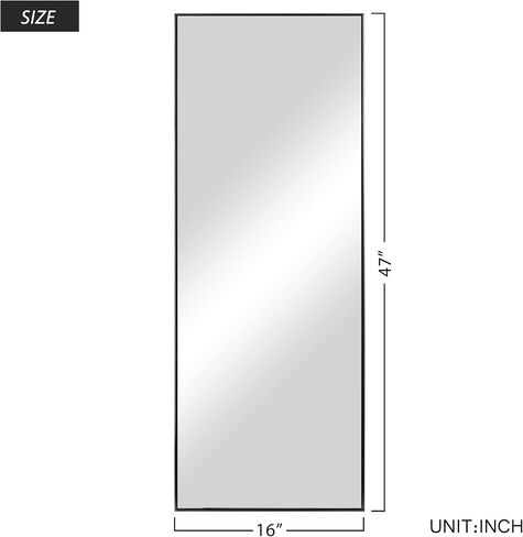 Natsukage Full Length Mirror Wall Mirror Full Length Mirror for Wall Standing Hanging or Leaning Against Wall Dressing Mirror Full Body Mirror Aluminum Alloy Frame (47"x16", Black) in Saudi Arabia