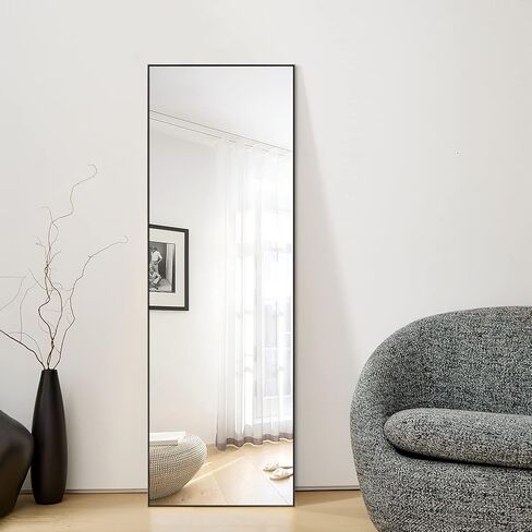 Natsukage Full Length Mirror Wall Mirror Full Length Mirror for Wall Standing Hanging or Leaning Against Wall Dressing Mirror Full Body Mirror Aluminum Alloy Frame (47"x16", Black) in Saudi Arabia