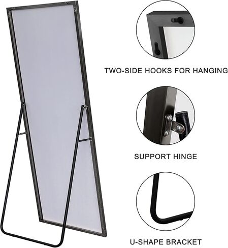 Natsukage Full Length Mirror Wall Mirror Full Length Mirror for Wall Standing Hanging or Leaning Against Wall Dressing Mirror Full Body Mirror Aluminum Alloy Frame (47"x16", Black) in Saudi Arabia