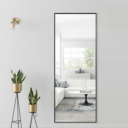 Natsukage Full Length Mirror Wall Mirror Full Length Mirror for Wall Standing Hanging or Leaning Against Wall Dressing Mirror Full Body Mirror Aluminum Alloy Frame (47"x16", Black) in Saudi Arabia