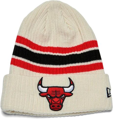New Era Chicago Bulls Vintage Cuff Knit Retro Beanie Hat White in Saudi Arabia