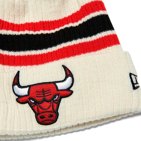 New Era Chicago Bulls Vintage Cuff Knit Retro Beanie Hat White in Saudi Arabia