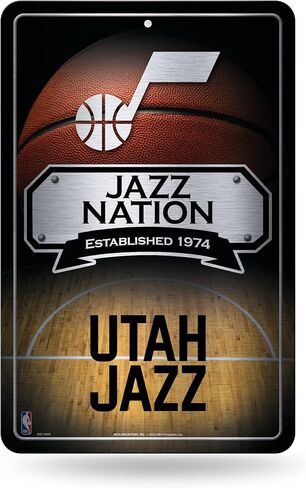 لافتة معدنية كبيرة من Rico Industries NBA Utah Jazz مقاس 11 بوصة × 17 بوصة لافتة ديكور منزلية معدنية كبيرة in Saudi Arabia