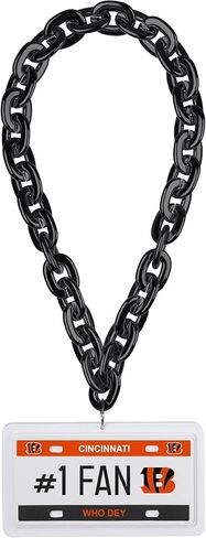 FOCO Cincinnati Bengals NFL #1 Fan License Plate Team Necklace Chain, Black in Saudi Arabia