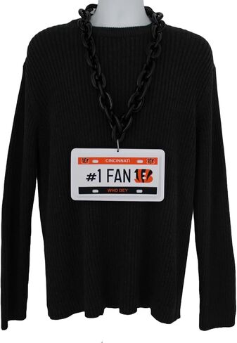 FOCO Cincinnati Bengals NFL #1 Fan License Plate Team Necklace Chain, Black in Saudi Arabia