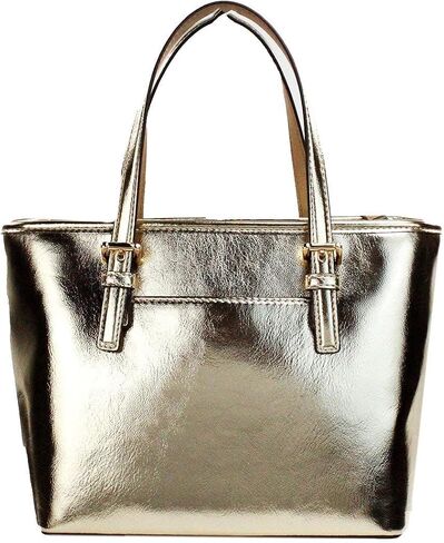 Michael KorsJet Set Travel Extra-Small Metallic Top-Zip Tote Bag Silver in Saudi Arabia
