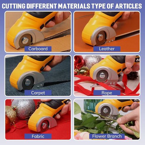 VLOXO Cordless Electric Scissors, Power Electric Fabric Scissors 4V Electric Mini Cutter Rechargeable Cardboard Cutter with Safety Lock Multi-Cutting Tools for Leather Cardboard Canvas in Saudi Arabia