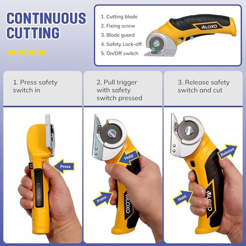 VLOXO Cordless Electric Scissors, Power Electric Fabric Scissors 4V Electric Mini Cutter Rechargeable Cardboard Cutter with Safety Lock Multi-Cutting Tools for Leather Cardboard Canvas in Saudi Arabia