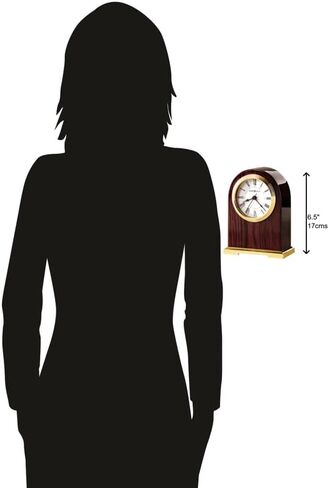 Howard Miller Post Falls Mantel Clock 547-776 – Rosewood Hall Finish, Select Hardwoods, Brass-Finished Accents, Roman Numerals, Battery-Operated Quartz Movement, Small Desk Clock in Saudi Arabia