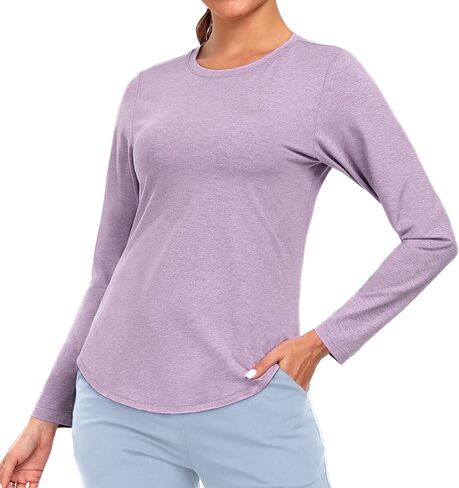 MIER Long Sleeve Workout Shirts for Women Yoga Athletic Running Soft Tops Gym Dry Fit Crewneck Tshirt, Moisture Wicking in Saudi Arabia